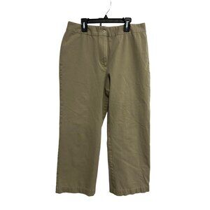 Chicos Womens Khaki Wide Leg Pants Sz L Cotton Blend